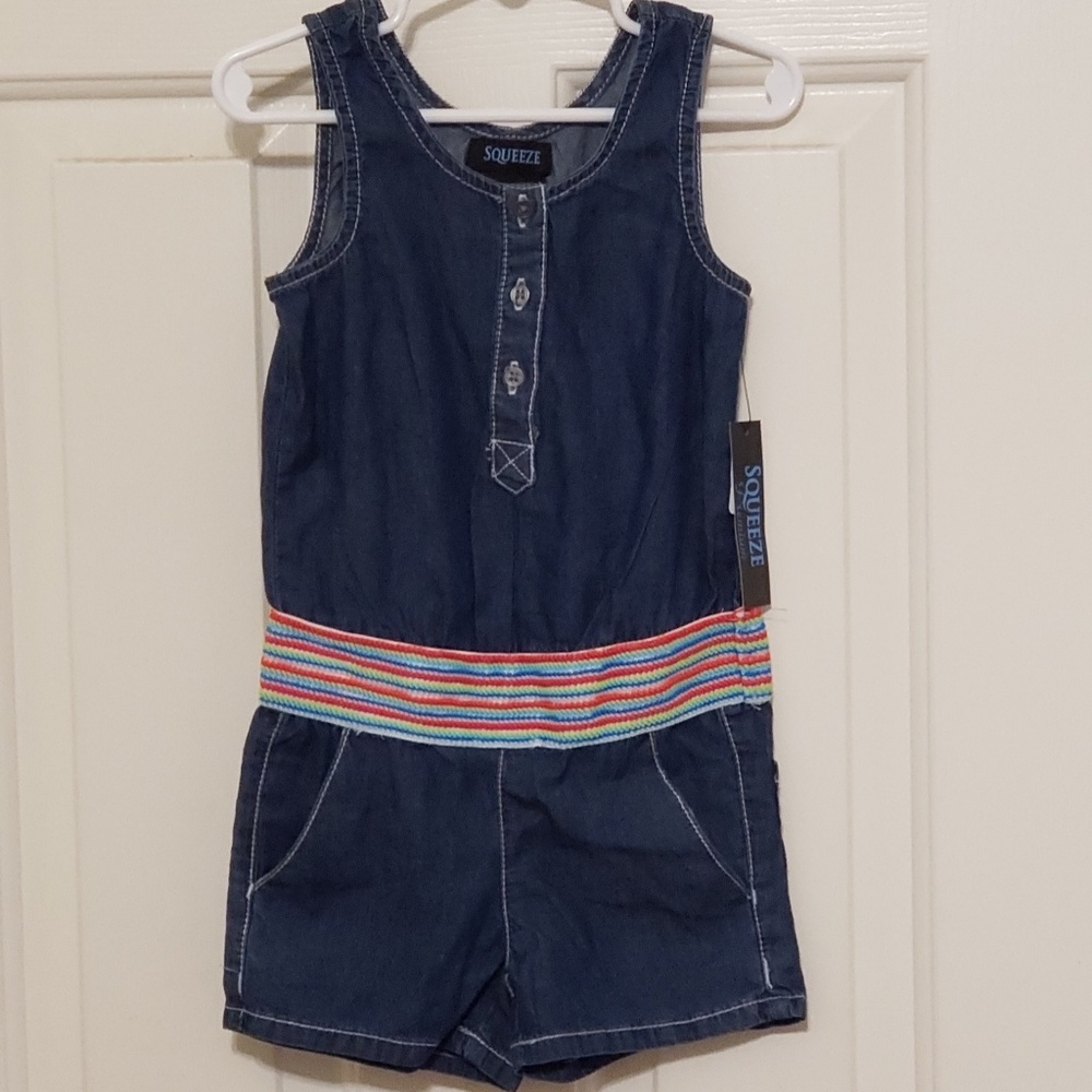NWT Girl's Jean Romper Sz 4